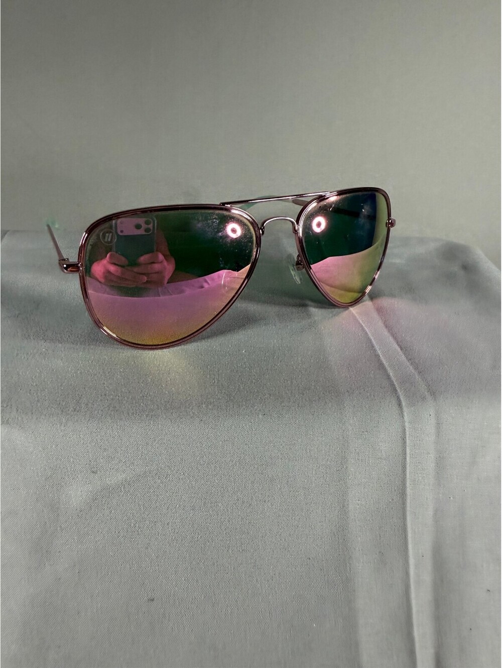 Blenders Aviator Sunglasses with Pink Frame and Green Gradient Lenses